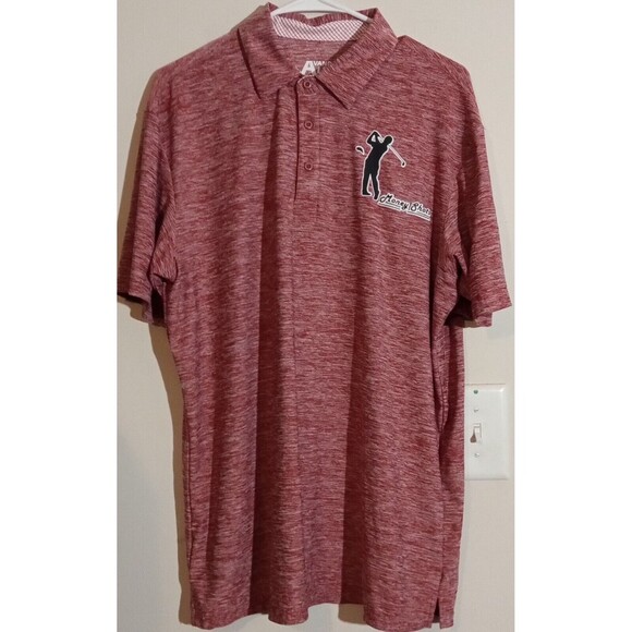 Alex Vando Golf Polo Shirt Men's Large Short Sleeve Money Shots Heather Red EUC - Picture 1 of 4